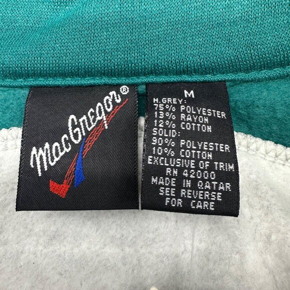Vintage 90s MacGregor Full Zip Track Jacket Medium Gray Teal Blue Stripes Retro - Picture 4 of 6